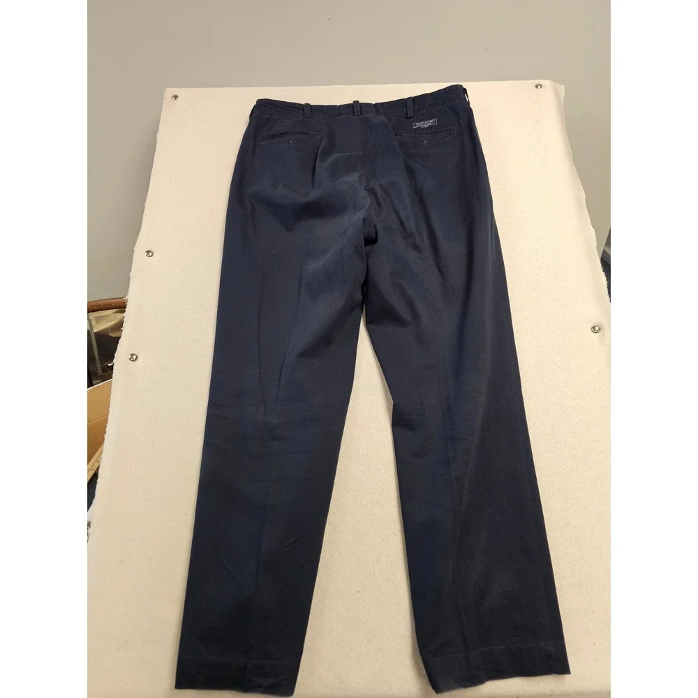 Polo Ralph Lauren Andrew Pant Mens 38x32 Navy Blue Pleated Cotton Chino Trousers